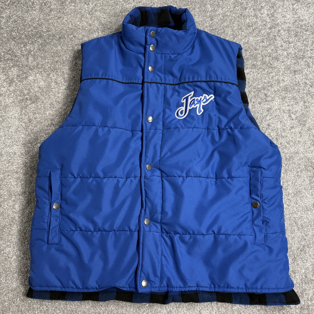 Creighton Bluejays Jacket Mens Large Blue Crable Puffer Vest Fleece Lined NCAA